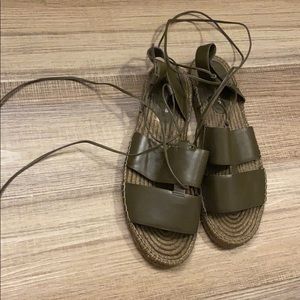 gladiator lace up olive green sandals